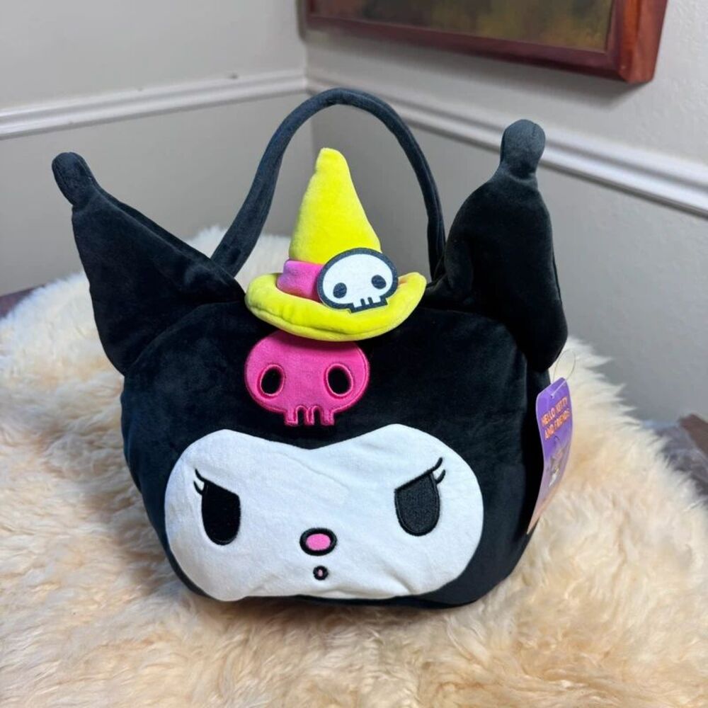 Sanrio Hello Kitty Friends Kuromi Plush Trick or Treat Pail Candy Bucket New